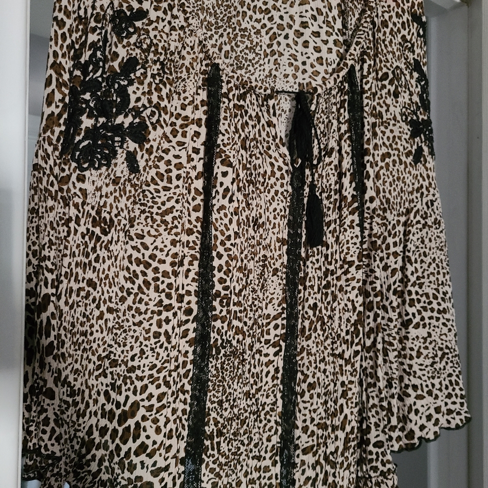 Leopard and black baby doll top